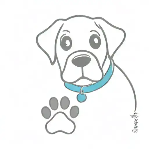 Paw Prints with Collars Design: Two paw prints, each with a small collar. Details: Captain’s paw print has a blue collar tattoo design idea
