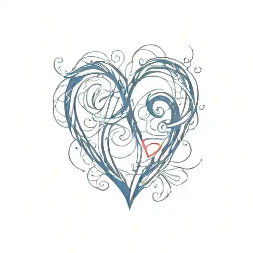 A heart symbol made  with two small collars, one red, one blue   tattoo design idea