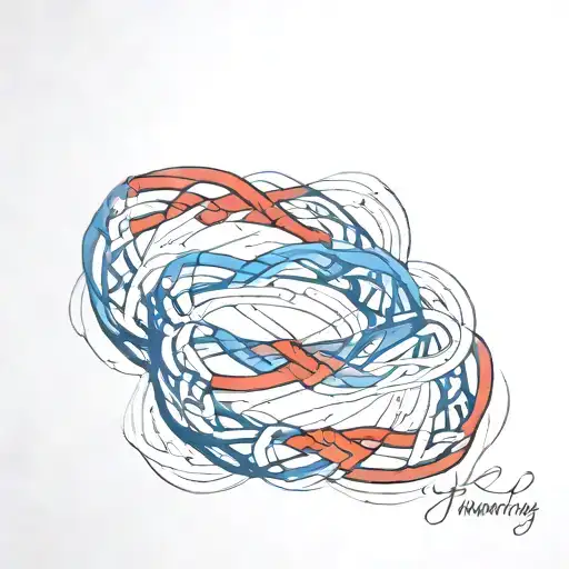   blue and red collars forming an infinity symbol   tattoo design idea