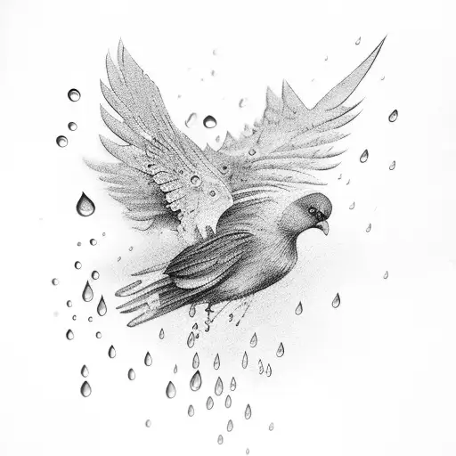 Raindrops turning into birds in flight tattoo design idea