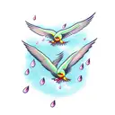 Raindrops turning into birds in flight tattoo design idea
