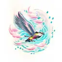 Raindrops turning into birds in flight tattoo design idea