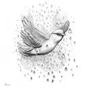 Raindrops turning into birds in flight tattoo design idea