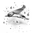 Raindrops turning into birds in flight tattoo design idea