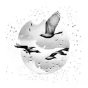Raindrops turning into birds in flight tattoo design idea
