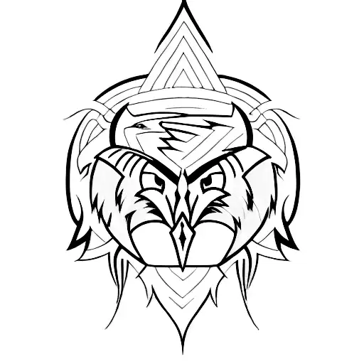 hawk black red tattoo design idea
