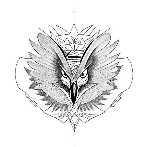 hawk black red tattoo design idea