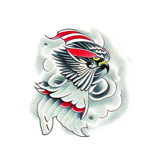 hawk black red tattoo design idea