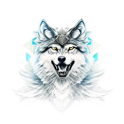 Valkyrie warrior with a wolf coming out of battle tattoo design idea