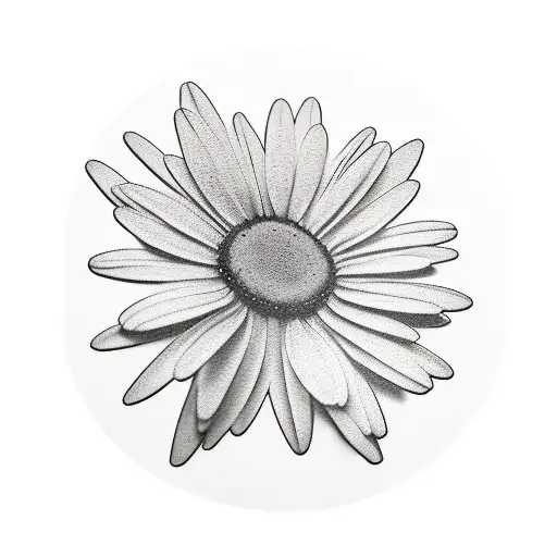 minimal daisy tattoo with "31.08.19" parallel on leafstalk tattoo design idea