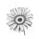 minimal daisy tattoo with "31.08.19" parallel on leafstalk tattoo design idea