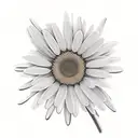 minimal daisy tattoo with "31.08.19" parallel on leafstalk tattoo design idea