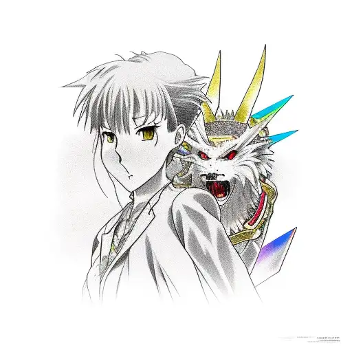 Misato (Neo Genesis) with Merlin (Seven Deadly Sin) tattoo design idea