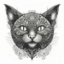 Black cat smiling  tattoo design idea