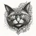 Black cat smiling  tattoo design idea