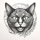 Black cat smiling  tattoo design idea