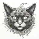 Black cat smiling  tattoo design idea
