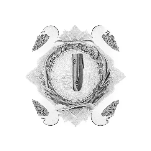 euro bills pearces with knife  tattoo design idea