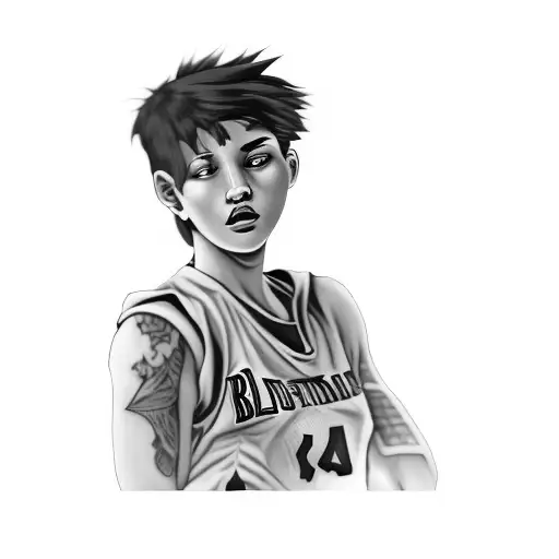 a basketball player with red hair tattoo design idea