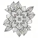 five petal moana flower beach symmetrical tattoo design idea