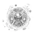 A digimon character surrounded by zodiac signs and stars tattoo design idea