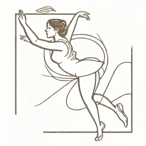 A minimalist tattoo design of a silhouette of a dancer gracefully moving with a chocolate bar incorporated into the design tattoo design idea