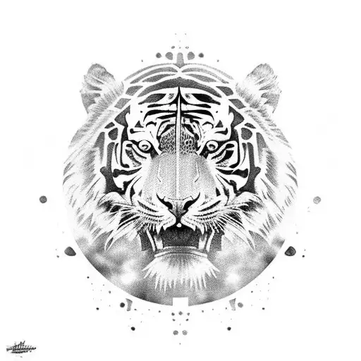 tigre encima de nubes con la boca abierta  tattoo design idea