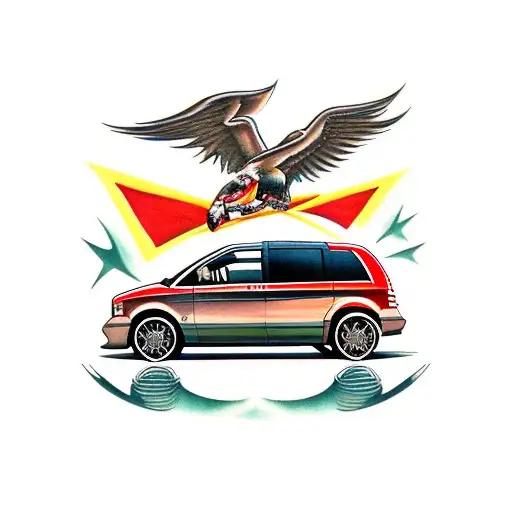 Dodge Grand Caravan as a hot rod  tattoo design idea