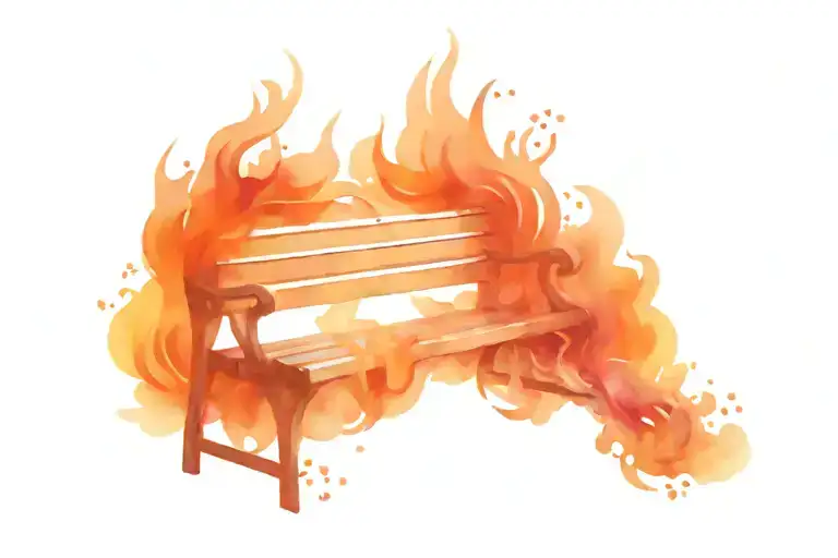 burning bench underwater tattoo design idea