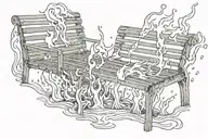burning bench underwater tattoo design idea