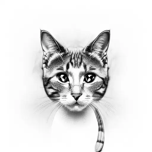 A black and grey portrait of a cat wearing boxing gloves tattoo design idea