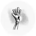 A worker's hand holding a boxing glove with a cat design on it tattoo design idea