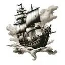 compas luffy ship sailing towards tattoo design idea