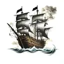 compas luffy ship sailing towards tattoo design idea