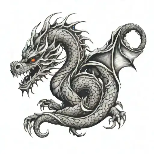 dragon coiled tattoo design idea