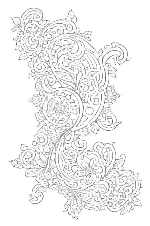 paisley and lace patterns tattoo design idea