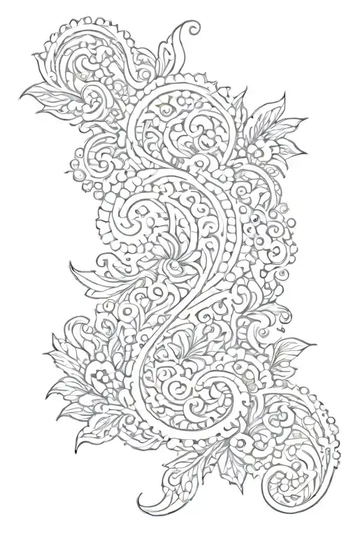 paisley and lace patterns tattoo design idea