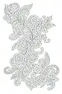 paisley and lace patterns intertwined tattoo design idea