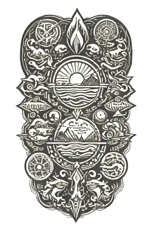 vishap stones across a river scene tattoo design idea