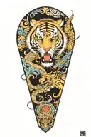 tiger and dragon wrapped tattoo design idea