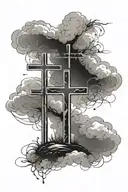 three crosses with clouds floating  tattoo design idea