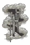 three crosses with clouds floating  tattoo design idea