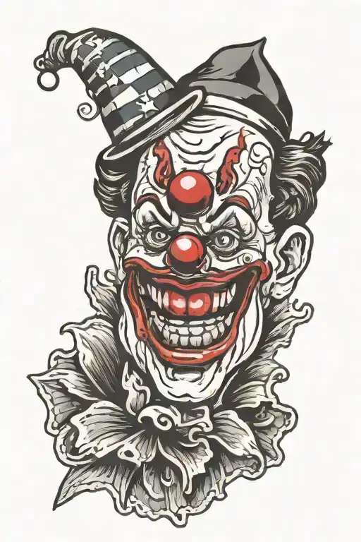 clown face tattoo design idea