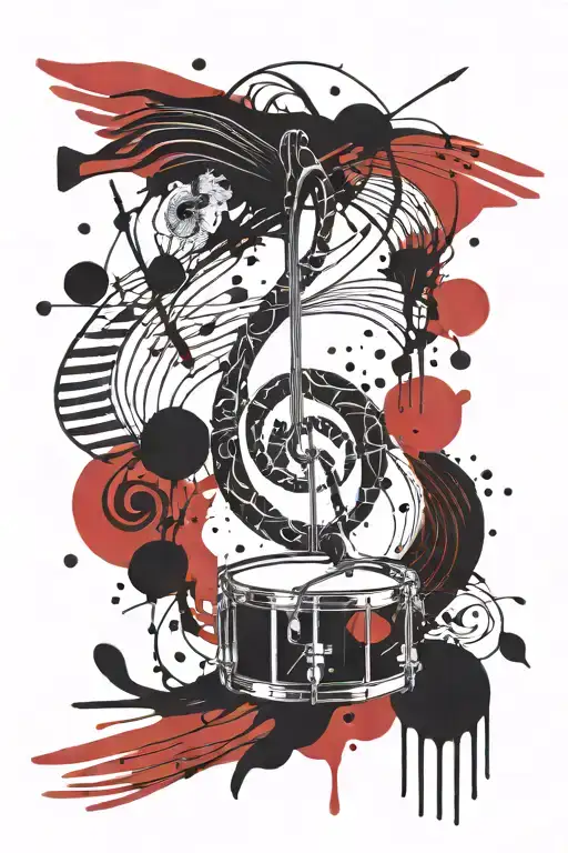 treble clef symbol combined drum sticks tattoo design idea