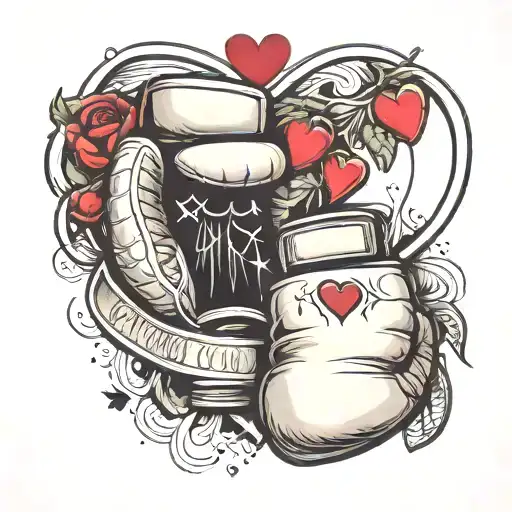 tattoo of boxing gloves with a heart in between, representing the love for the sport tattoo design idea