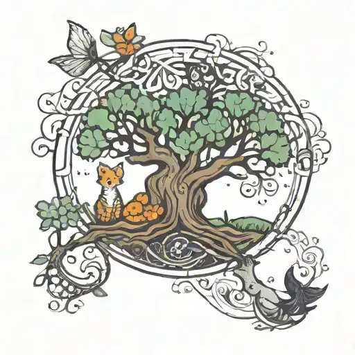 tree of life and calvin and hobbes  tattoo design idea