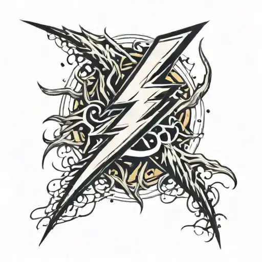 thunder bolt striking tattoo design idea