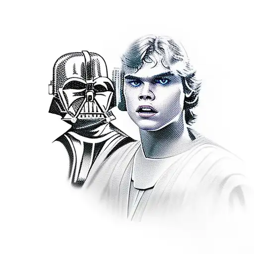 anakin skywalker turning into darth vader, adding his lightsabers and his most iconical star wars moments tattoo design idea