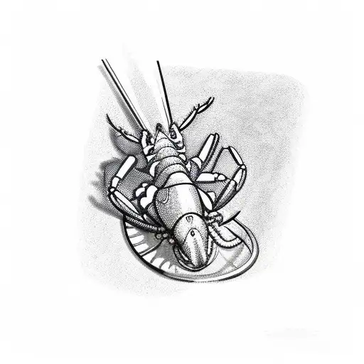 lobster hanging of a vintage watch  tattoo design idea