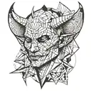 devil whispering to ear head  tattoo design idea